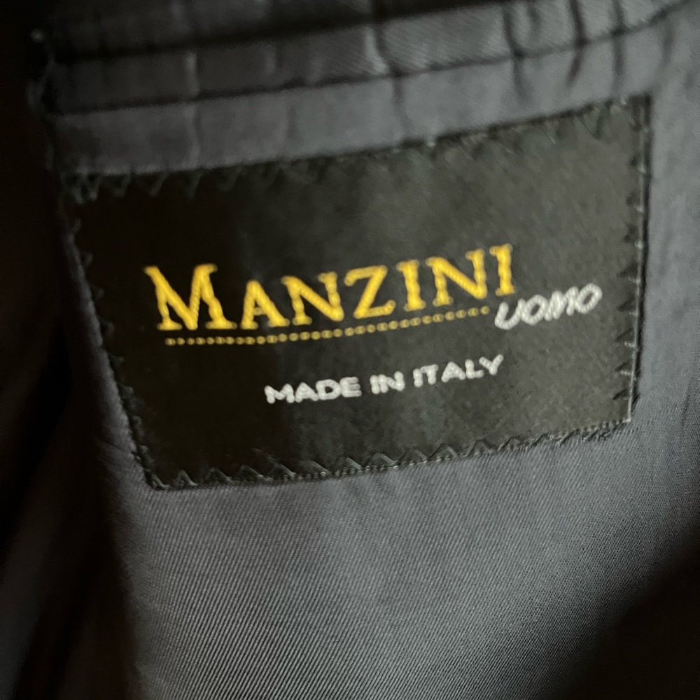 Manzini Uomo Super 120 Wool Single Breasted 3 Button Navy Men's Blazer - Picture 7 of 12